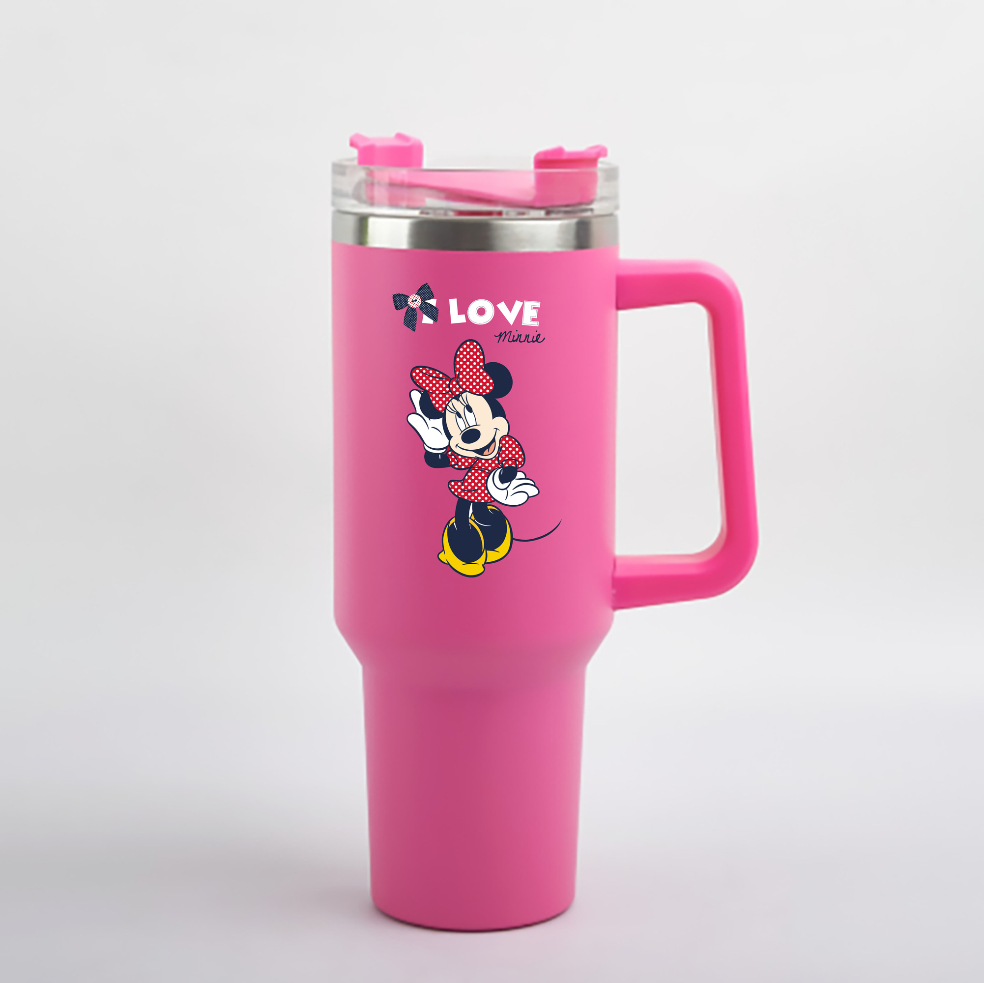 （画像用） ミッキーマウス Mickey Mouse 1200mL車用タンブラー - クリスタルステッカー（プラスチックストロー付き）